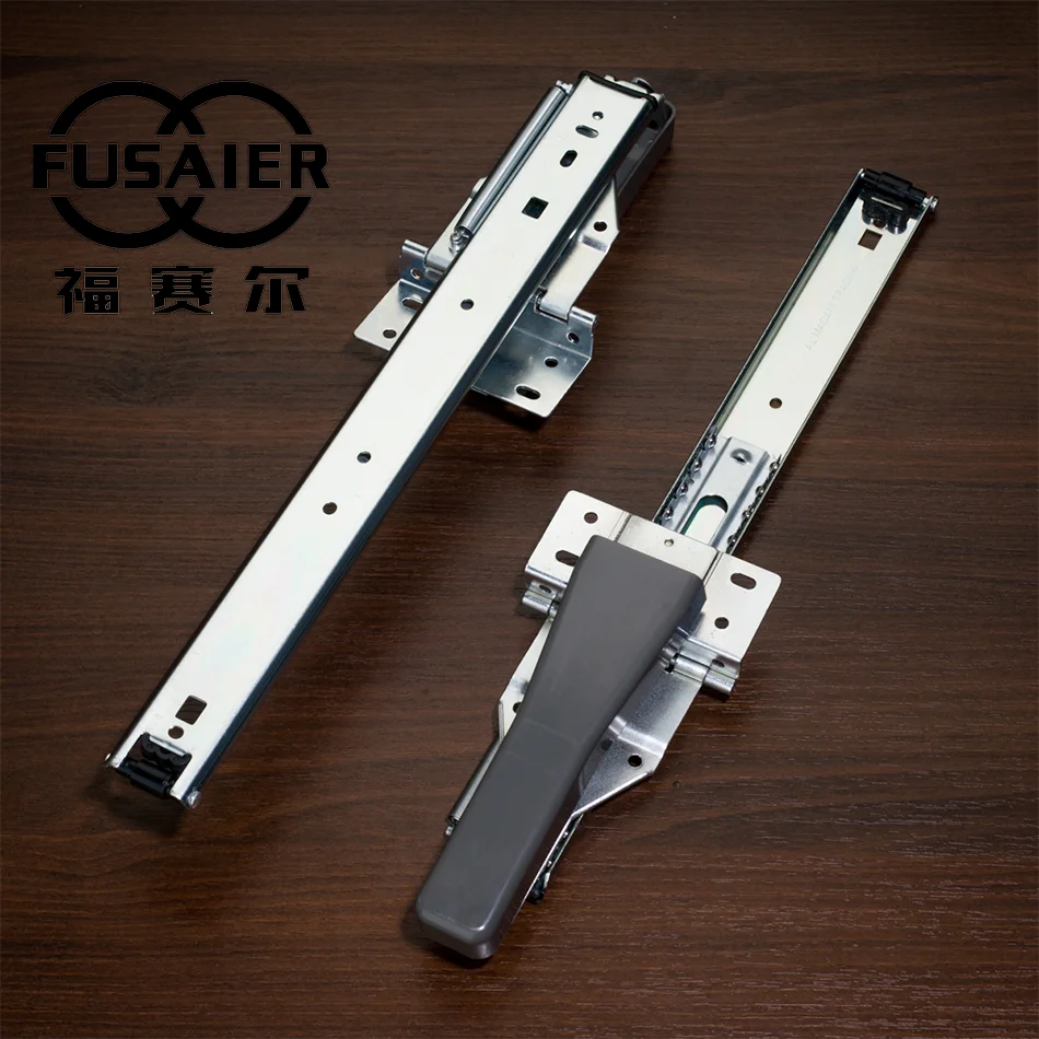 Fusaier Ball Bearing Drawer Guiding Slide Runner Pocket Door TV Track With Pneumatic Rod Telescopic Slide