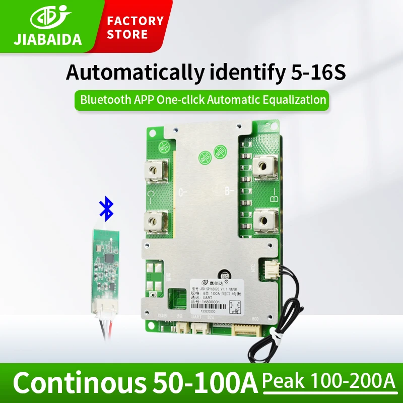 Jiabaida Smart Bms 8S 10S 16S для литиевого аккумулятора 24 в 36 В 48 балансировочная плата система управления батареей электронный
