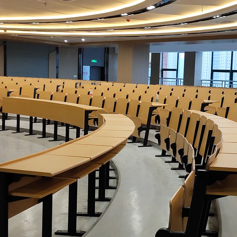 Foldable Student Multimedia Ladder-style College School Desks and Chairs School Lecture Hall Fixed Desks and Chairs