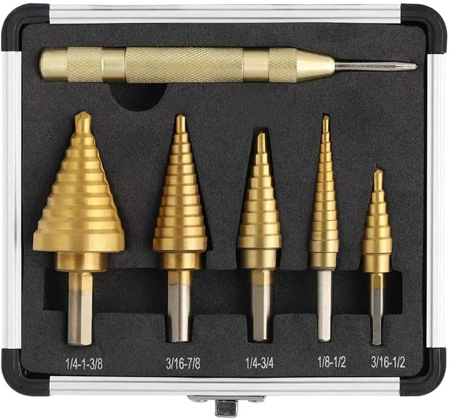 E-durable 6Pcs high speed steel step drill bits power screwdriver drills step drill bit set