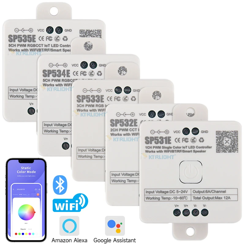 SP535E SP533E все в одном светодиодный контроллер Wifi Alexa Google Home 4CH PWM SPI Pixels WS2811 RGB FCOB света
