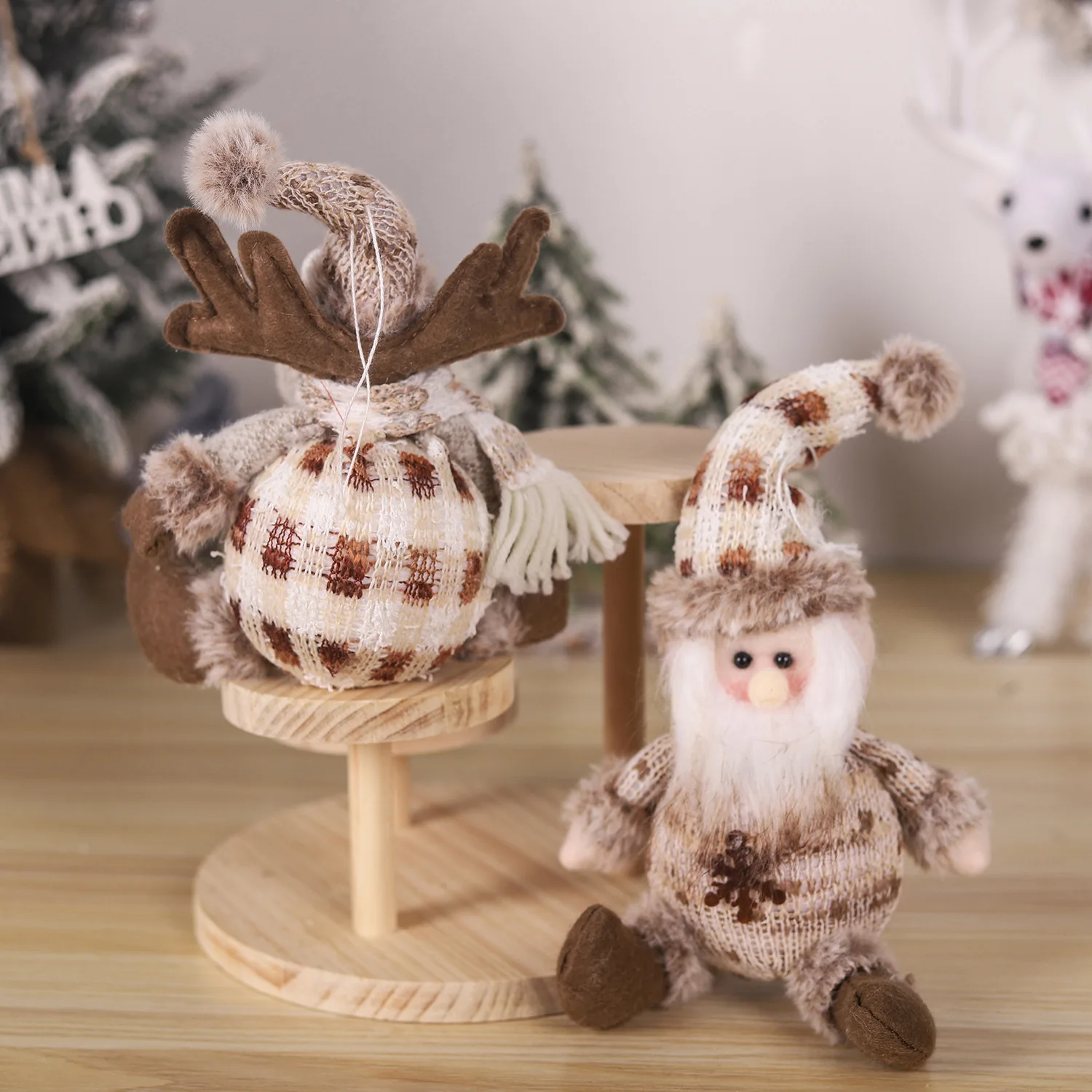 Christmas Snowman Elk Long Legs Doll Xmas Tree Ornament Christmas Plush Toy Decoration Knitted Doll New Year Kids Gifts