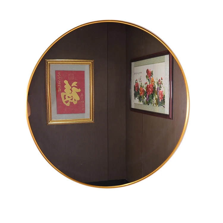 Round Decorative Wall Hanging Mirror Elegant Art Alloy Framed Mirror For Hotel Home