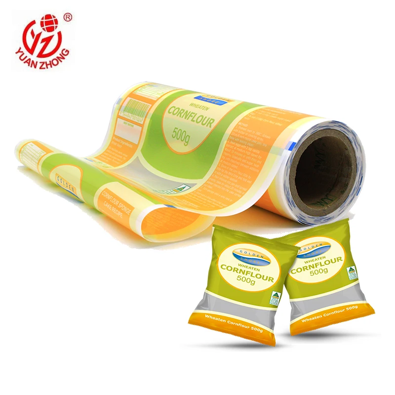 Custom Printed 500g Cornflour Package Film Pe Pet Laminated Packing Film Roll For Coffee Milk Powder