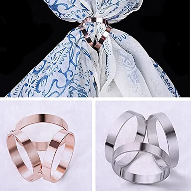 Women Scarf Rings Fashion Faux Pearl Rhinestone Buckle Clips