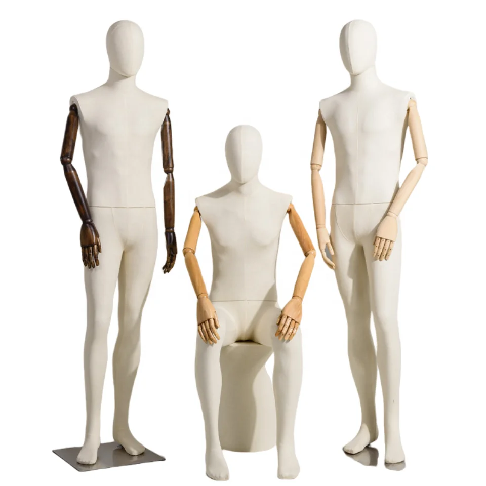 Wholesale full body male mannequins torso white fabric wrapped fit muscle male dummy manikin stand / sitting for clothes display