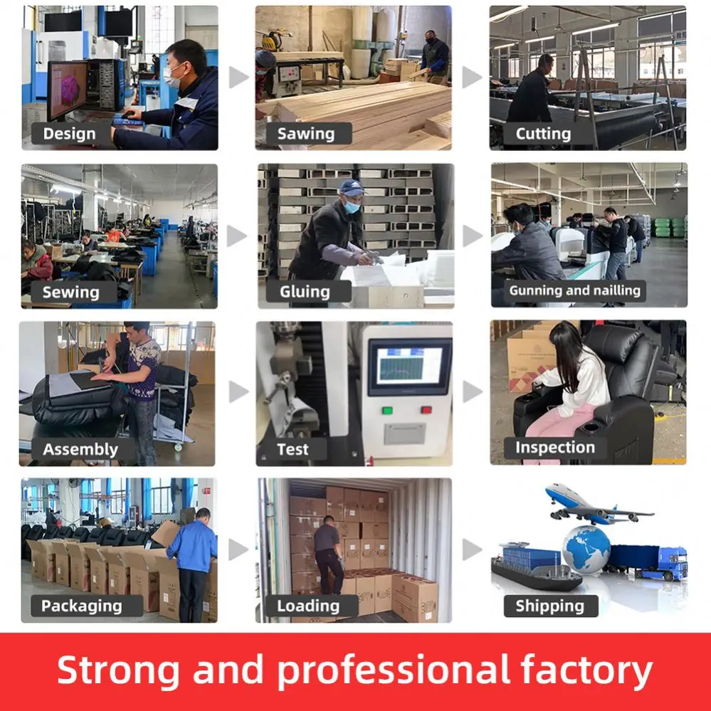 XIHAO VIP Luxury Recliner Massage Cinema Leather Chair With Electric Lumbar Headrest Recline Armchair Blue