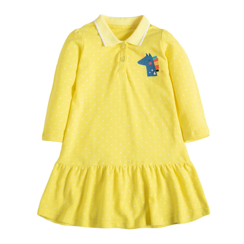 Yellow 100 Cotton 3 Year Old Children Casual Dress Polo Spring Dresses For Toddler Girls