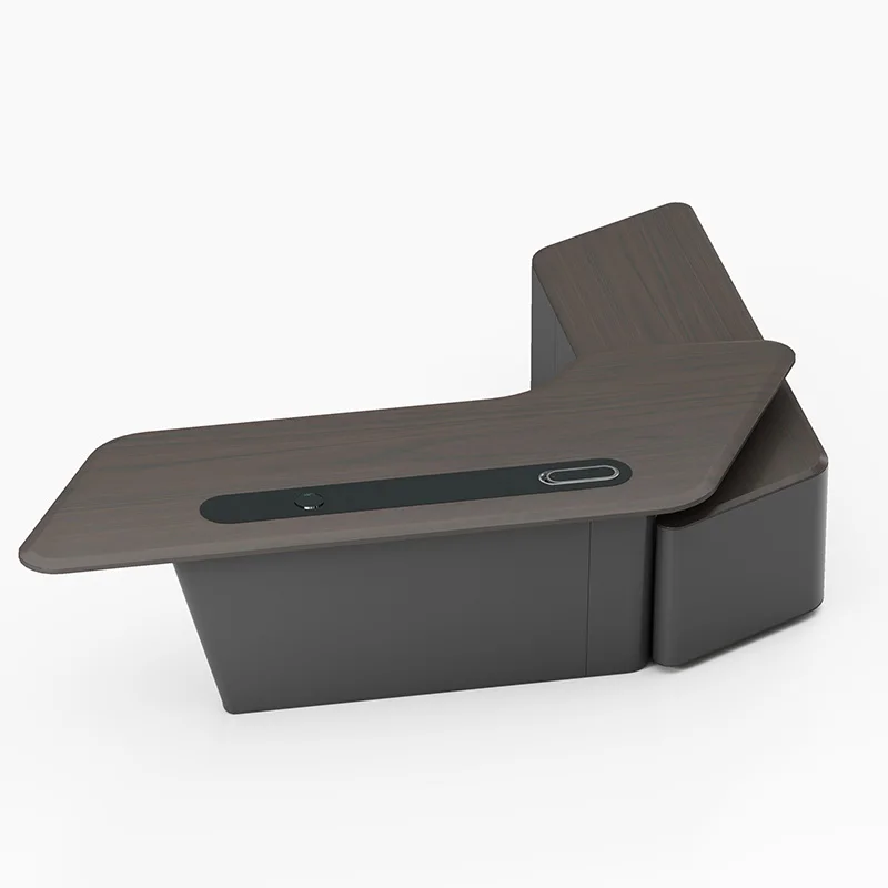 Luxury Electric Lift Standing Desk Office Furniture Modern CEO Boss Manager L Shape Executive Office Desk