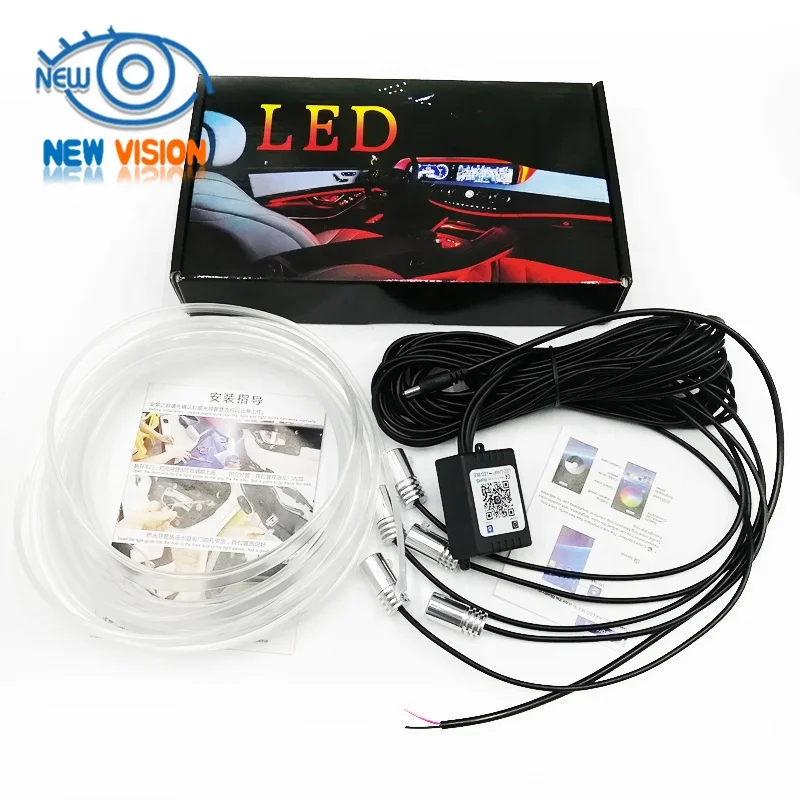 Ice Blue RGB Color Wireless Control Auto interior Atmosphere Car Ambient Lighting LED Strip for Car Doors Dashboard Foot