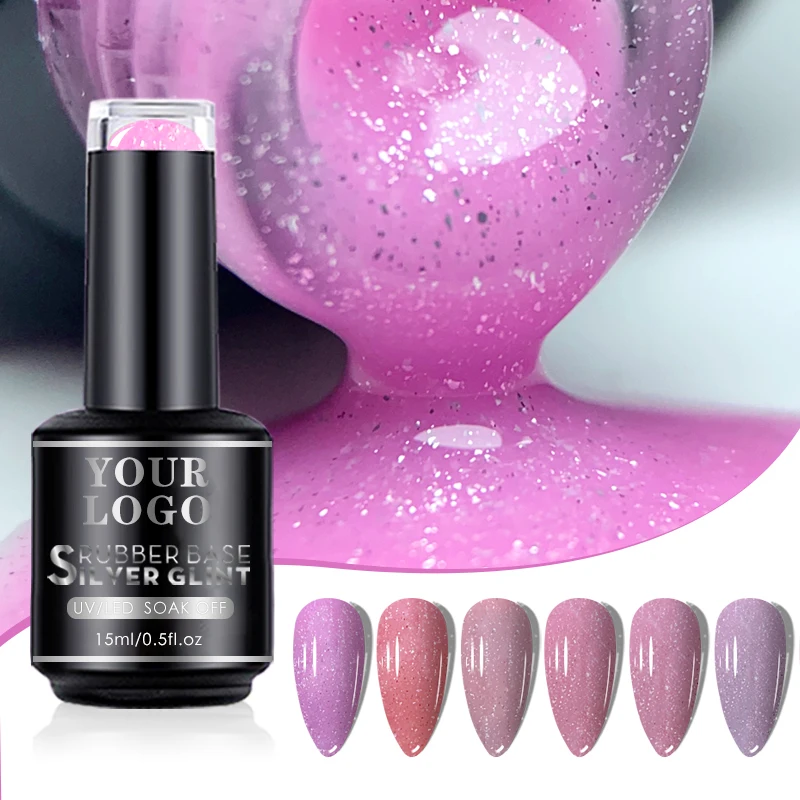 Deroi Silver Glitter Rubber Base Gel Nude Color direct sales reasonable price gel nail base coat