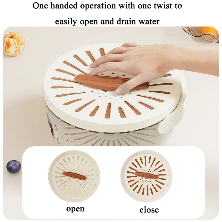 2024 new covered kitchen  household fruit washing refrigerator storage box thickened double-layer drainage for insulation