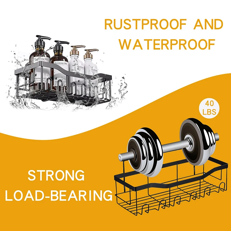 2024 Hot Sale Bathroom Organizer 5 Pack Stainless Steel Adhesive Shower Caddies Shower Corner Shelves with Hooks