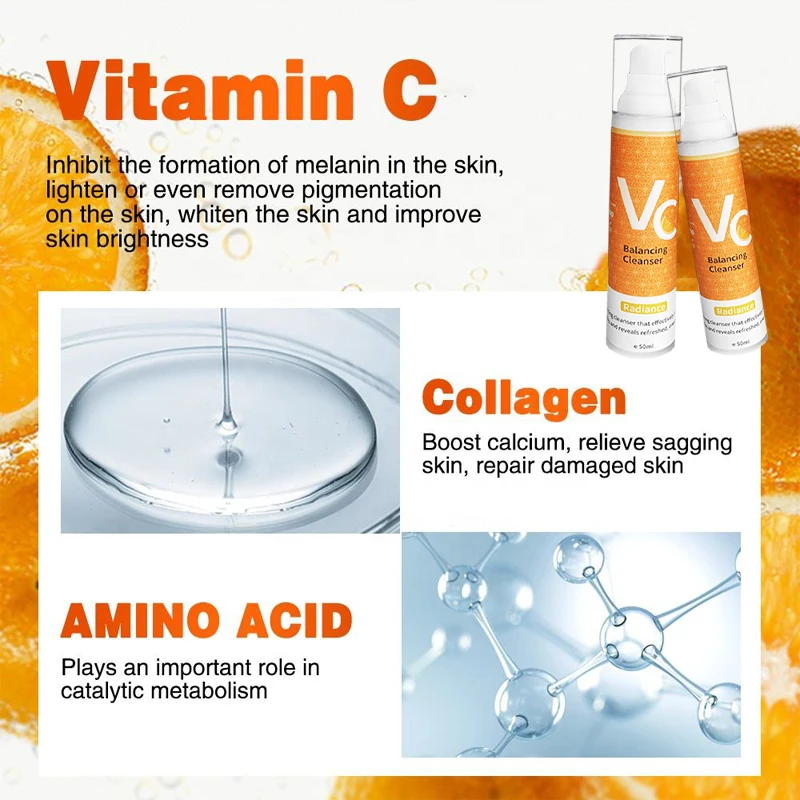 Organic deep cleansing moisturizing face wash  Vitamin C facial cleanser Facial Pore Cleanser Face Soft White OEM