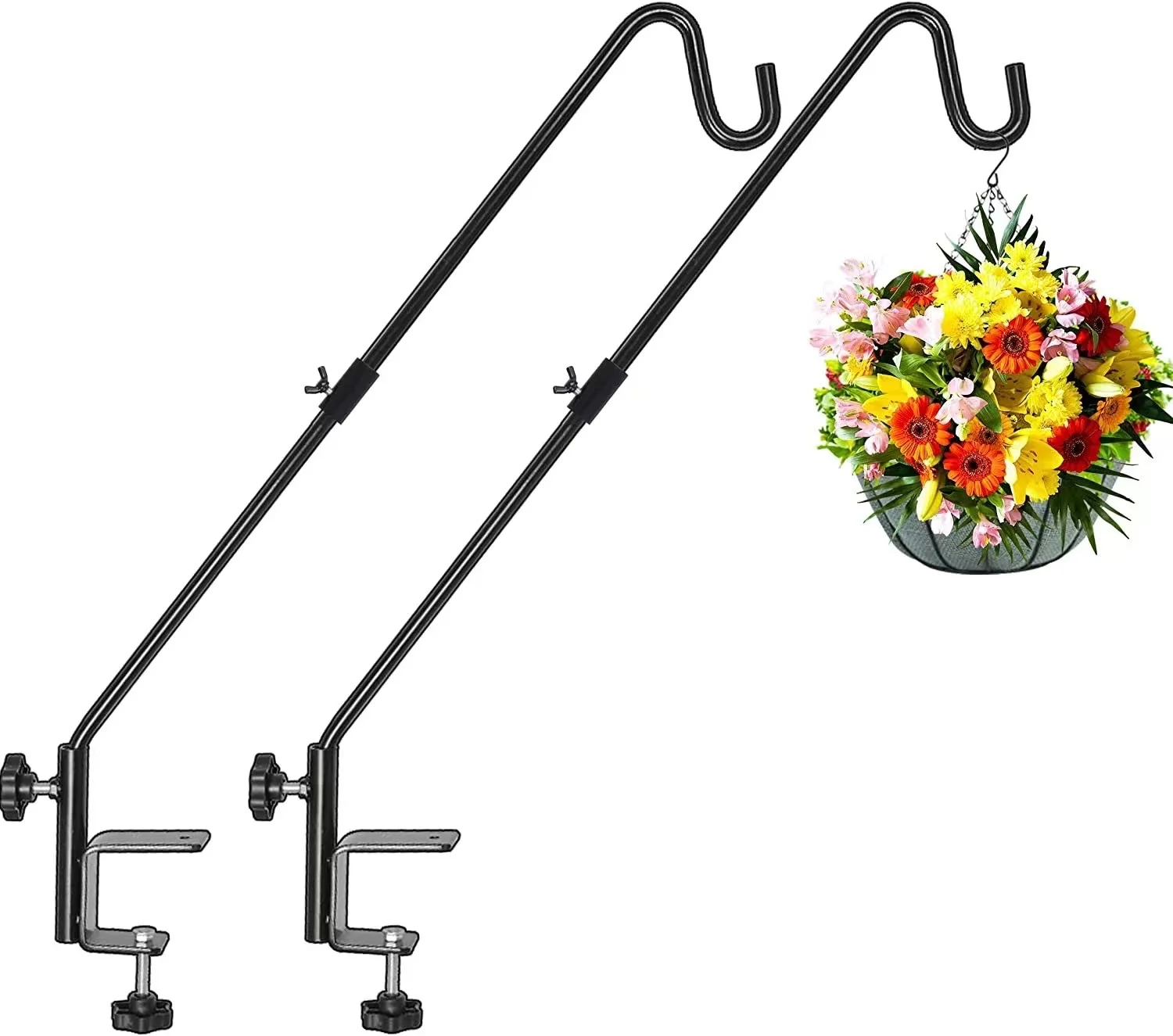 15-Inch Outdoor Wrought Iron Wall Flower Basket Planter Hanging Plant Stand Sconce Hook Straight Bird Feeder Hanger Metal