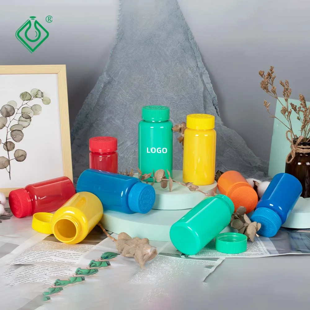 Custom health care 300ml empty round pet plastic 150ml pet  pharmaceutical medicine pill bottles  with screw cap