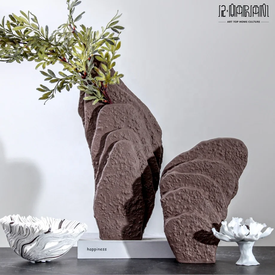 New Rockery Design Trending Home Decor Art Shiny Silver White Ceramic And Porcelain Vases