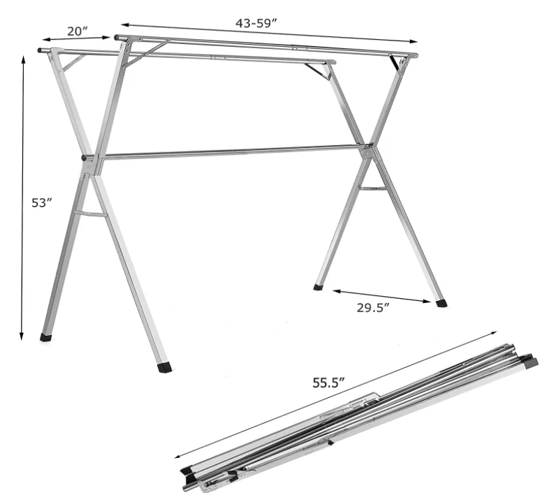 2024 New Hot Sale Folding And Expandable Metal X Type Hanging Cloth Racks Clothes Drying Rack Stand