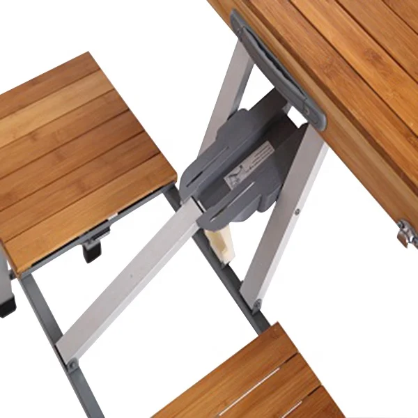 
High Quality Customized Garden Patio Table Set With 4 Bench Seats, Wooden Folded Table 