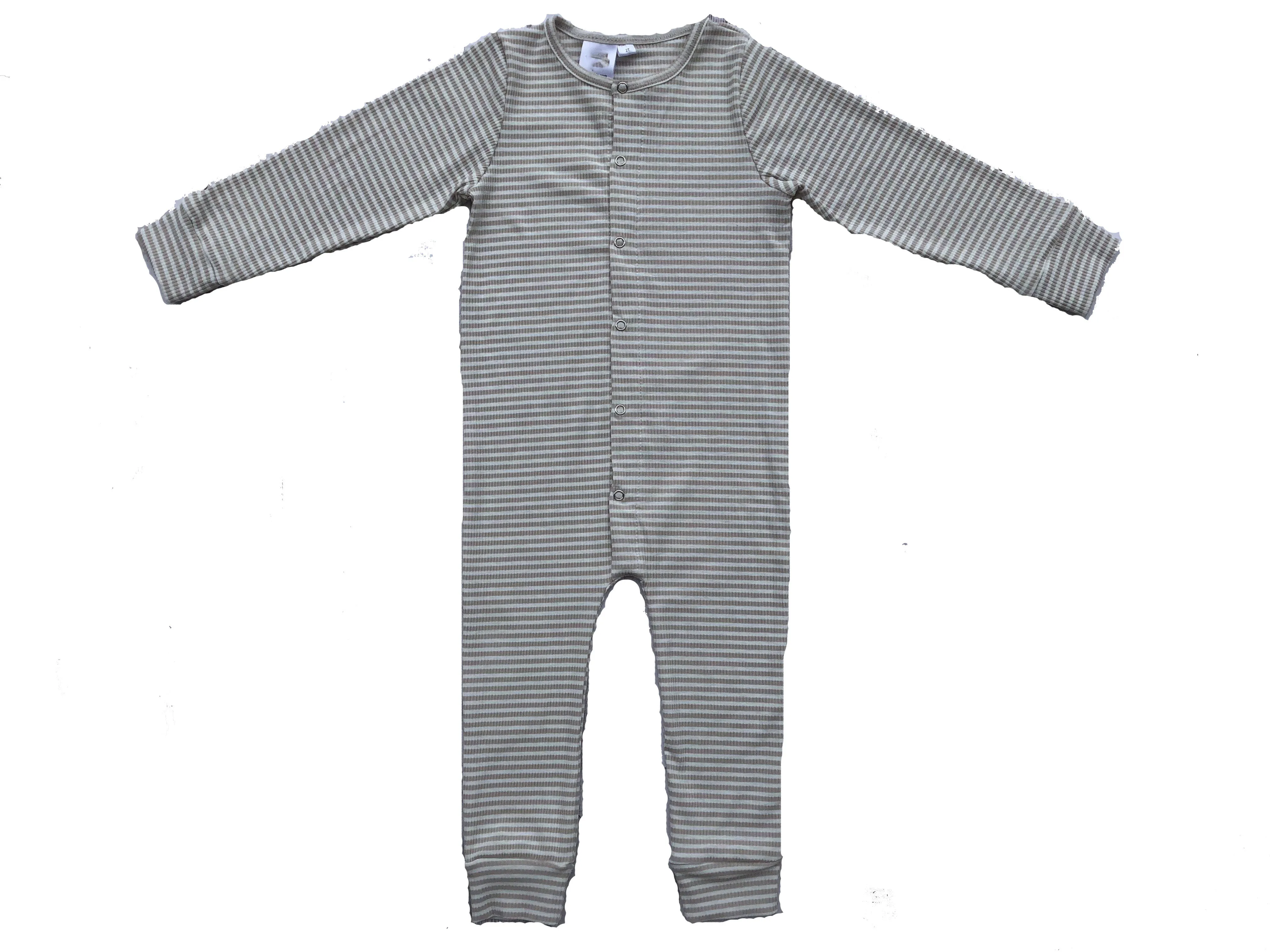 Wholesale Unisex Cotton Rompers for Kids Casual Long Sleeve Summer Pajamas 2-Set Stripe Baby Clothing with Zipper Closure
