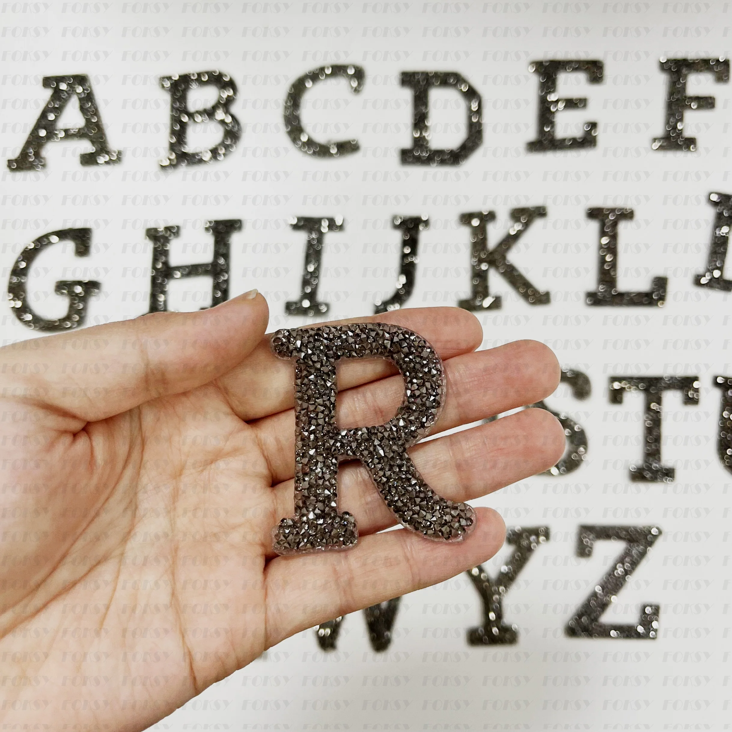 Hot New Design Custom Logo Hotfix 3D Alphabet Rhinestone Applique Letter Iron On Transfer Beaded Patches