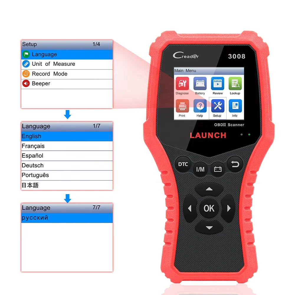 Оригинальный считыватель кодов Launch CR3008 OBD2 сканер Creader Cr3008 бесплатное