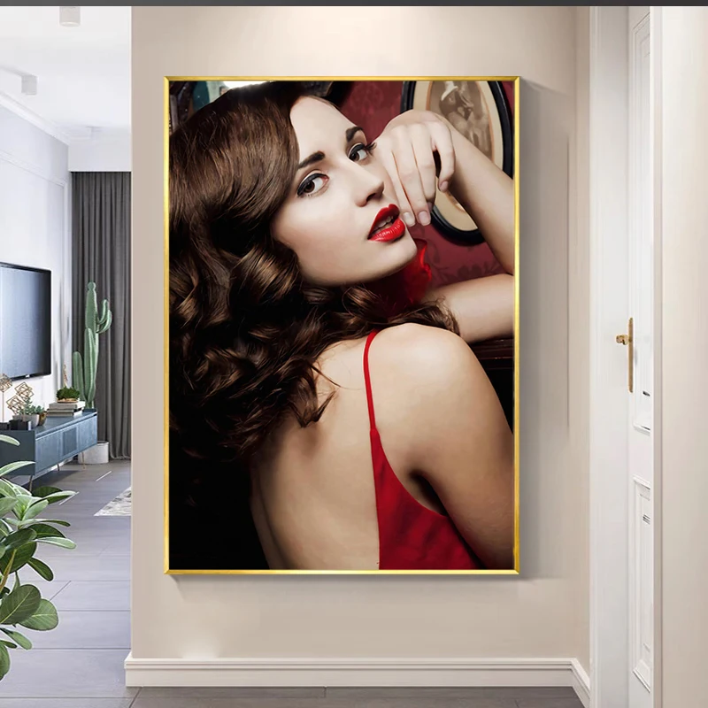 JZ Living Room Decorative Women Prints Picture Morden Girl Acrylic Artwork Crystal Porcelain Wall Paintings Portraits