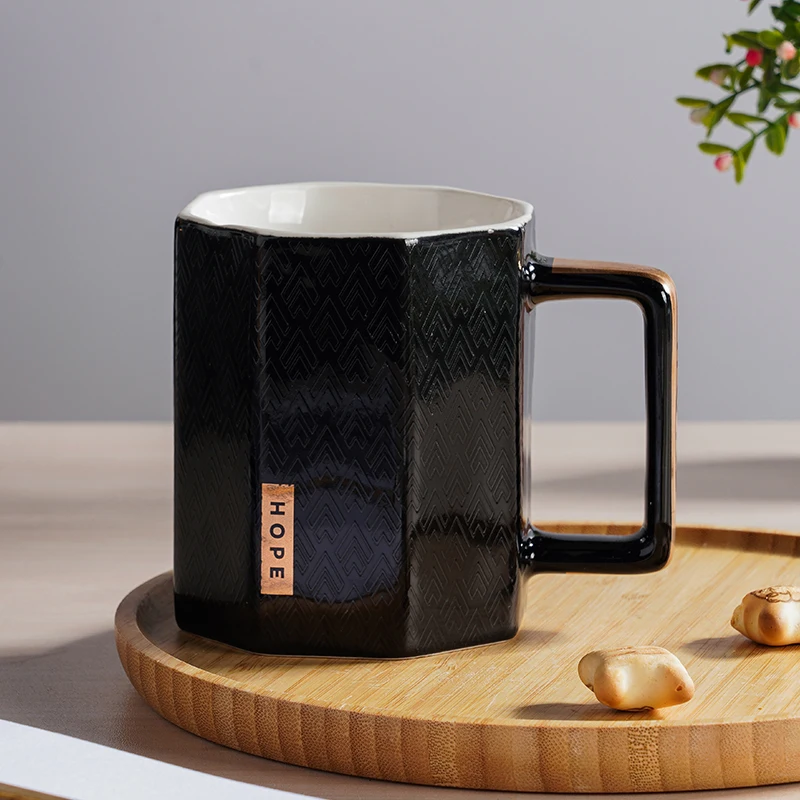 Creative Gold Polygon Ceramic Coffee Mug Porcelain Juice Drinking Cup Breakfast Coffee Milk Teacup