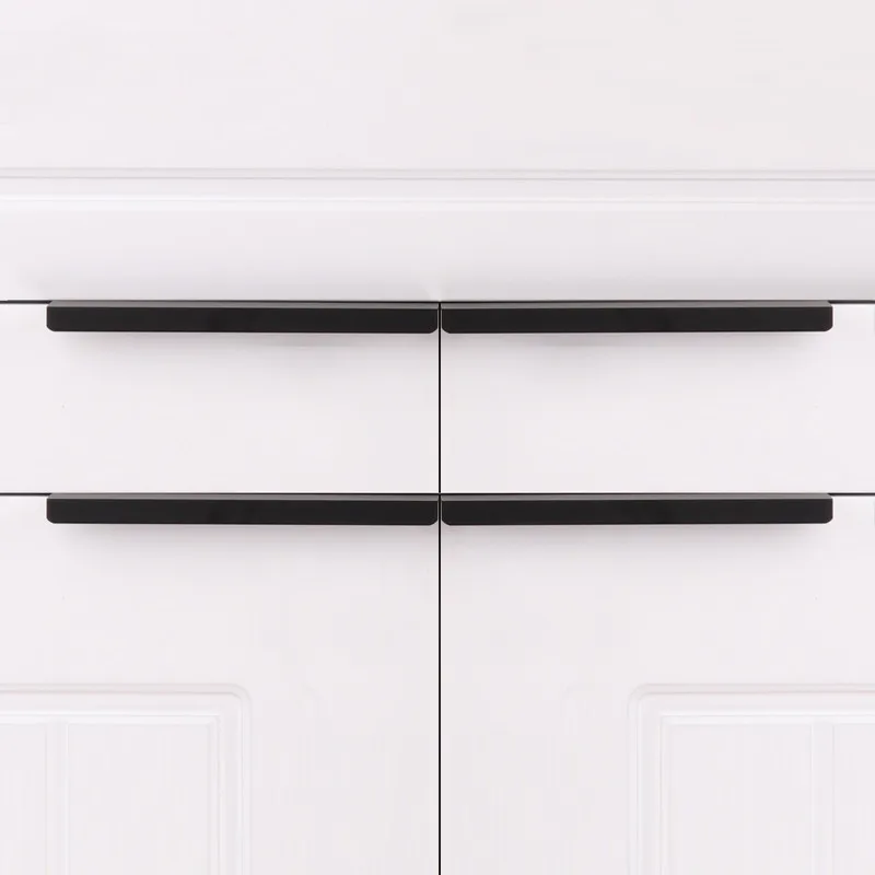 Invisible Hidden Black Aluminum Alloy Handle For Kitchen Cabinet Wardrobe Closet Drawer Door Handles