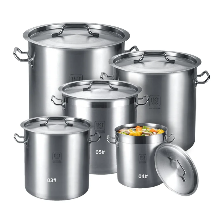 21L Deep Stock Food Warming Soup Pot Set Kitchen Stainless Steel Cooking Pots With Metal Lid