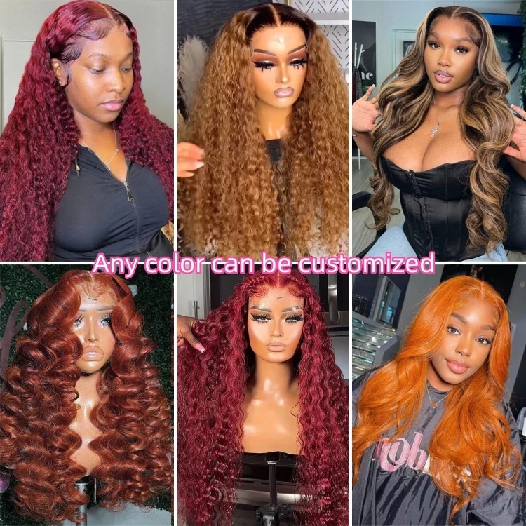Transparent Lace Water Curly 13X4 Lace Front Wig 180% Density Red Burgundy Human Hair Wig 99J Color Wigs Human Hair Lace Front