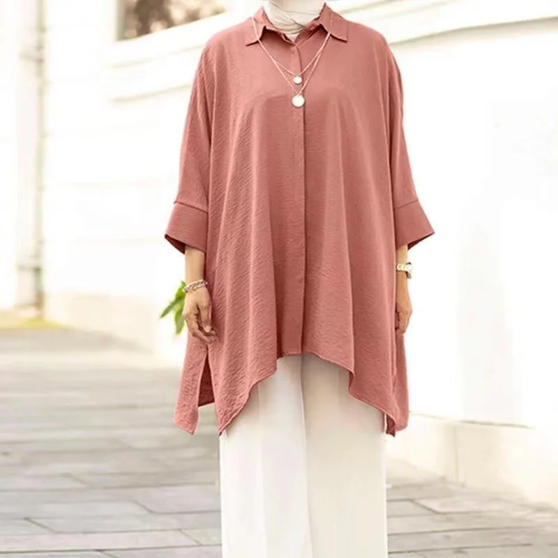 New Long Sleeve Loose Muslim Shirts Casual Plus Size Muslim Shirts For Women