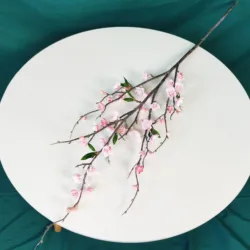 YIWAN Wholesale Thick stick silk 5 Forks Peach Blossom  fake Plum blossom Artificial Flowers For Home Wedding Decoration