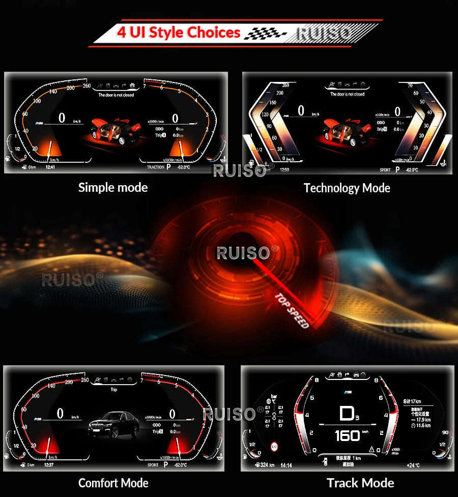 Ruiso Car Digital Instrument  For BMW 1 Series E81 E82 E87 E88 LCD Digital Dashboard monitor Panel Virtual Cockpit Speed Meter