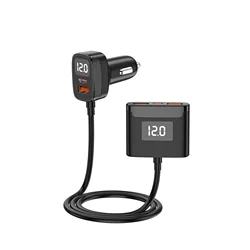 5-in-1 Super Fast Car Charger 78W USB C Car Charger LED Voltage Display PD 3.0/QC 4.0/3.0/PPS Type C Multi Car Charger Extension
