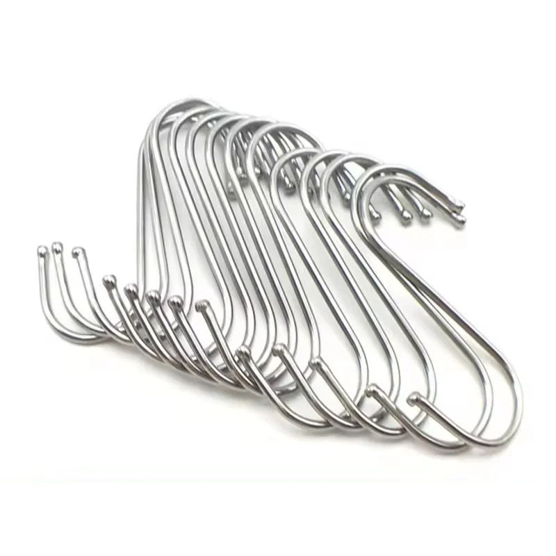 Silver metal hook Round S-hook,Stainless steel S-hook multi-purpose cross bar S-type S-hook