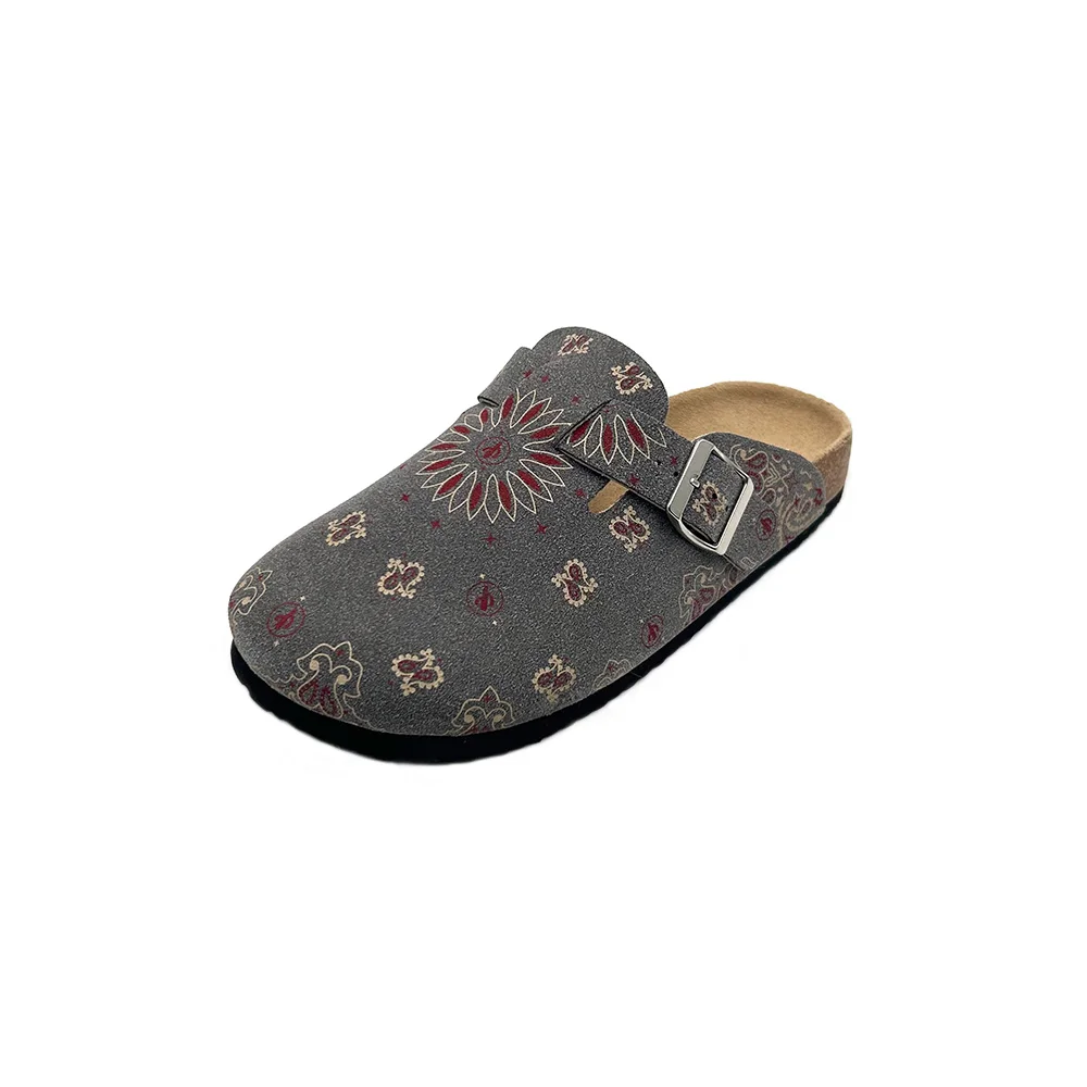 Custom Half-pack Cork Slippers Drag Slides Autumn Winter Closed Toe Customized Buckle Flat Bottom Slides Clogs Slippers