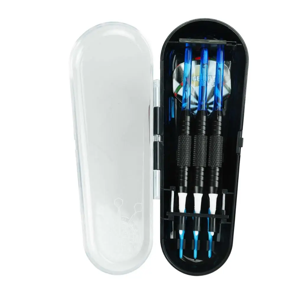 
Gentry Live Soft Tip Dart Set With Blue Nylon Shafts + Standard Flight + Black coated Brass Barrel + White Soft dart tip + Cases 