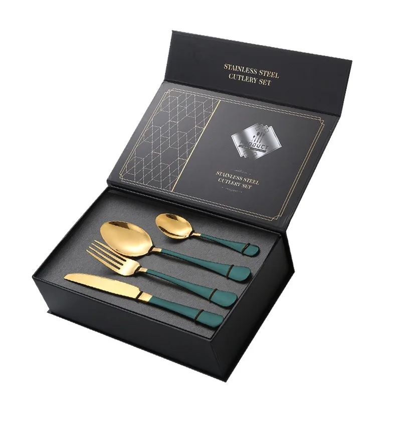 BSCI factory hot Seller Stainless Steel 24 Pieces Case Silverware Spoons Forks knifes Sets Flatware Gold Cutlery Set