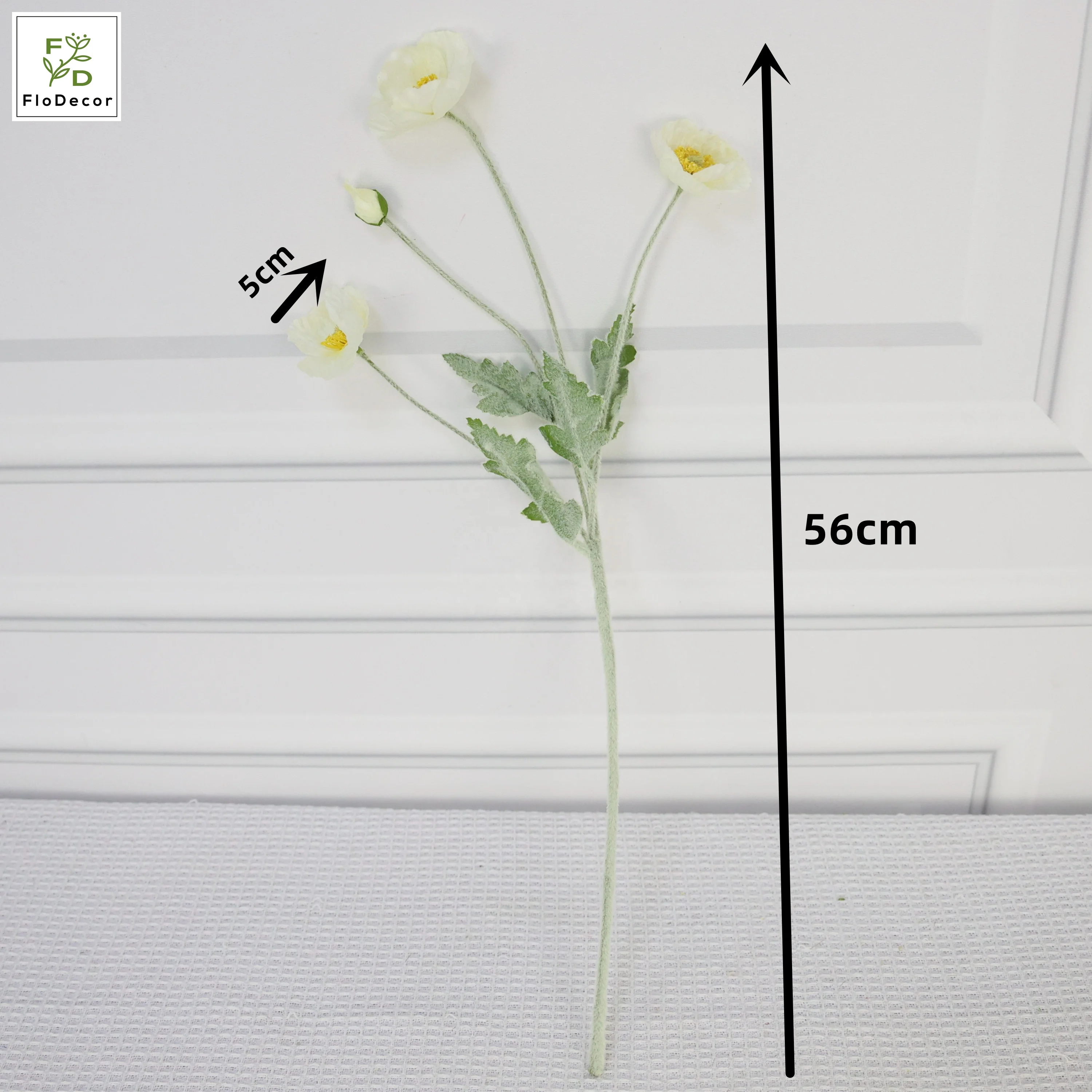 Artificial Silk Poppy Flower Flocked Stem Foldable Home Decoration Table Center Piece Wedding Pink Red Orange Cream