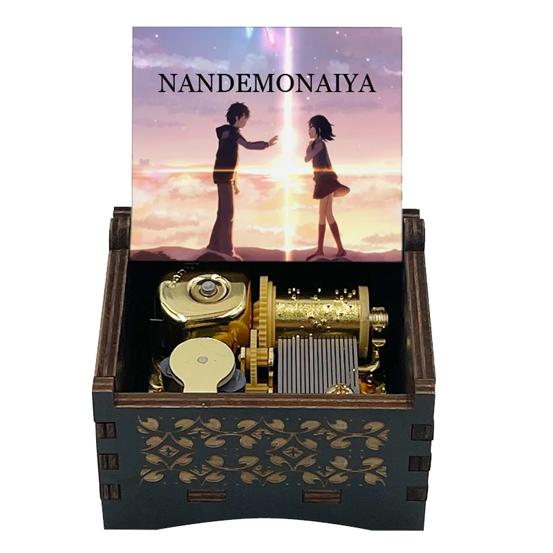 Custom Anime Movie Your Name Ending Song Nandemonaiya Music Box Luxury Gold Mechanical 18 Note Melody Wooden Birthday Gift