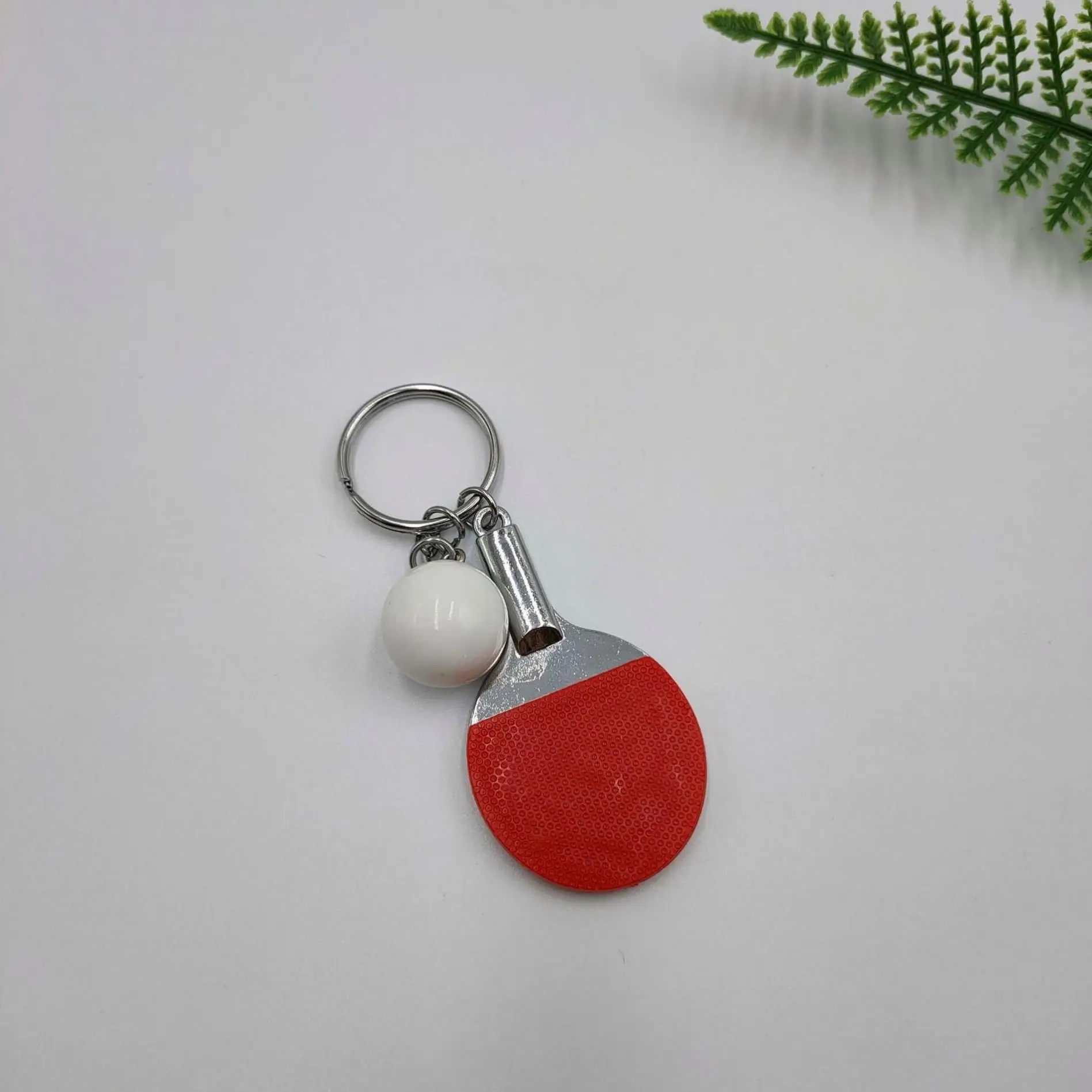Wholesale promotion 3d mini Table Tennis simulation Keychain rings Racket Sports realistic chains