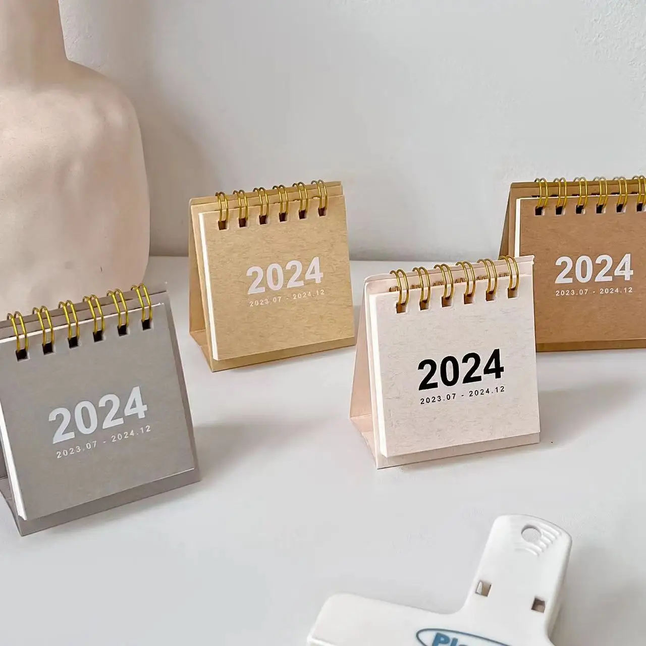 Mini Style 2024 Calendar, Desktop Calendar Decoration, Multiple Colors Available, chinese new year lunar new year decor for gift