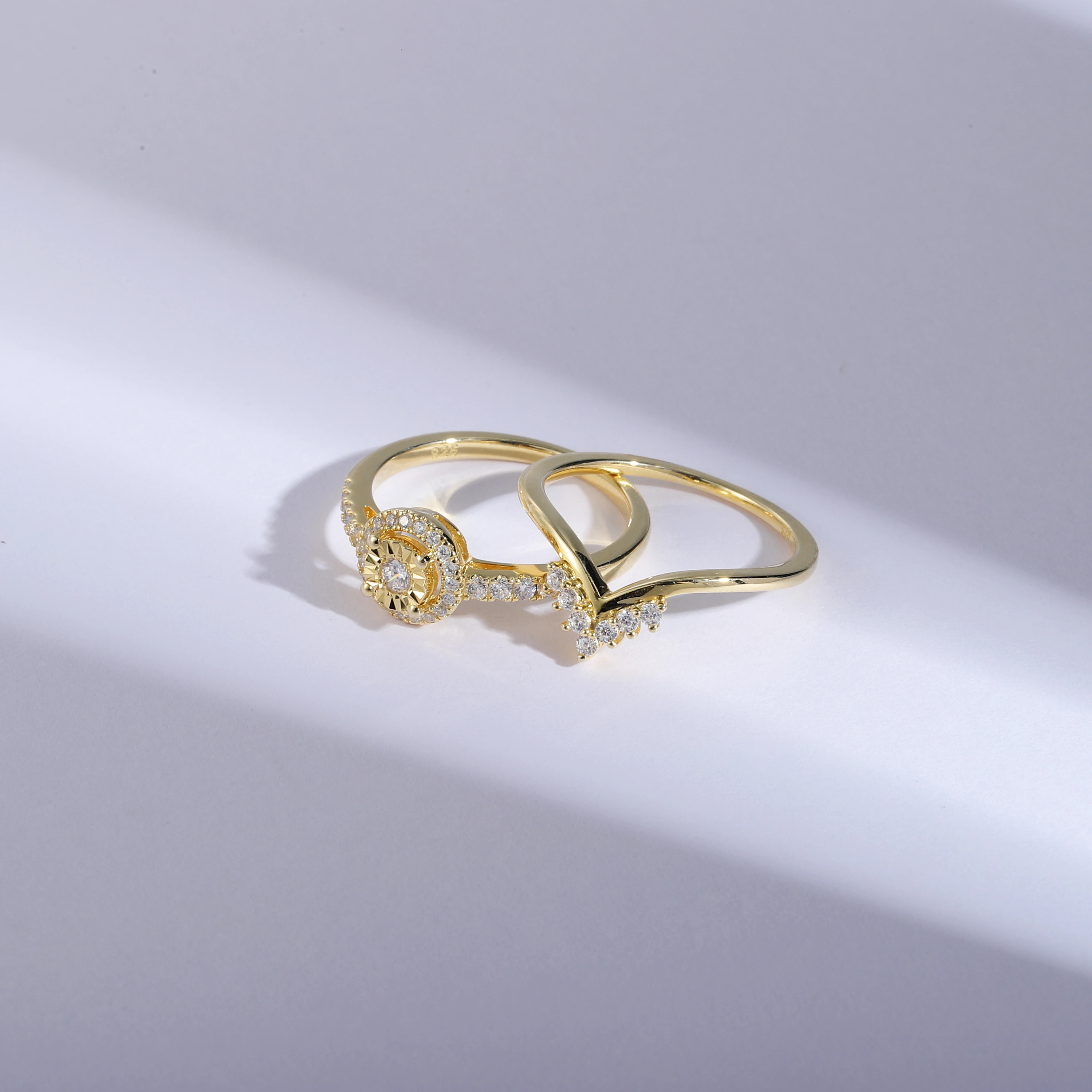 Wholesale 925 Sterling Silver Crown Shape Gold Ring Women Rings Queen Valentine Carved Promise Combination Ring Set Fine Jewelry