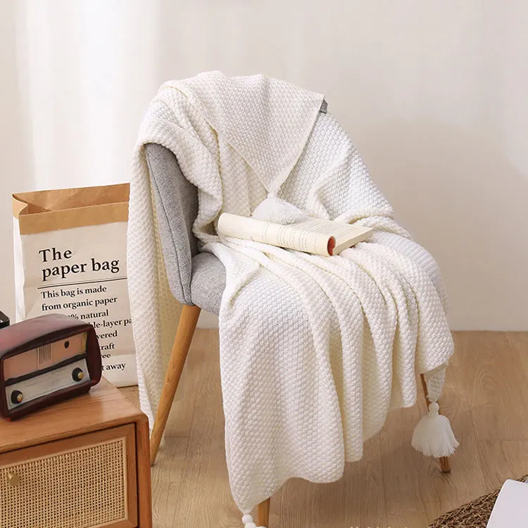 Amazon горячая Распродажа одеяло с кисточками толстое вязаное одеяло супер мягкое одеяло