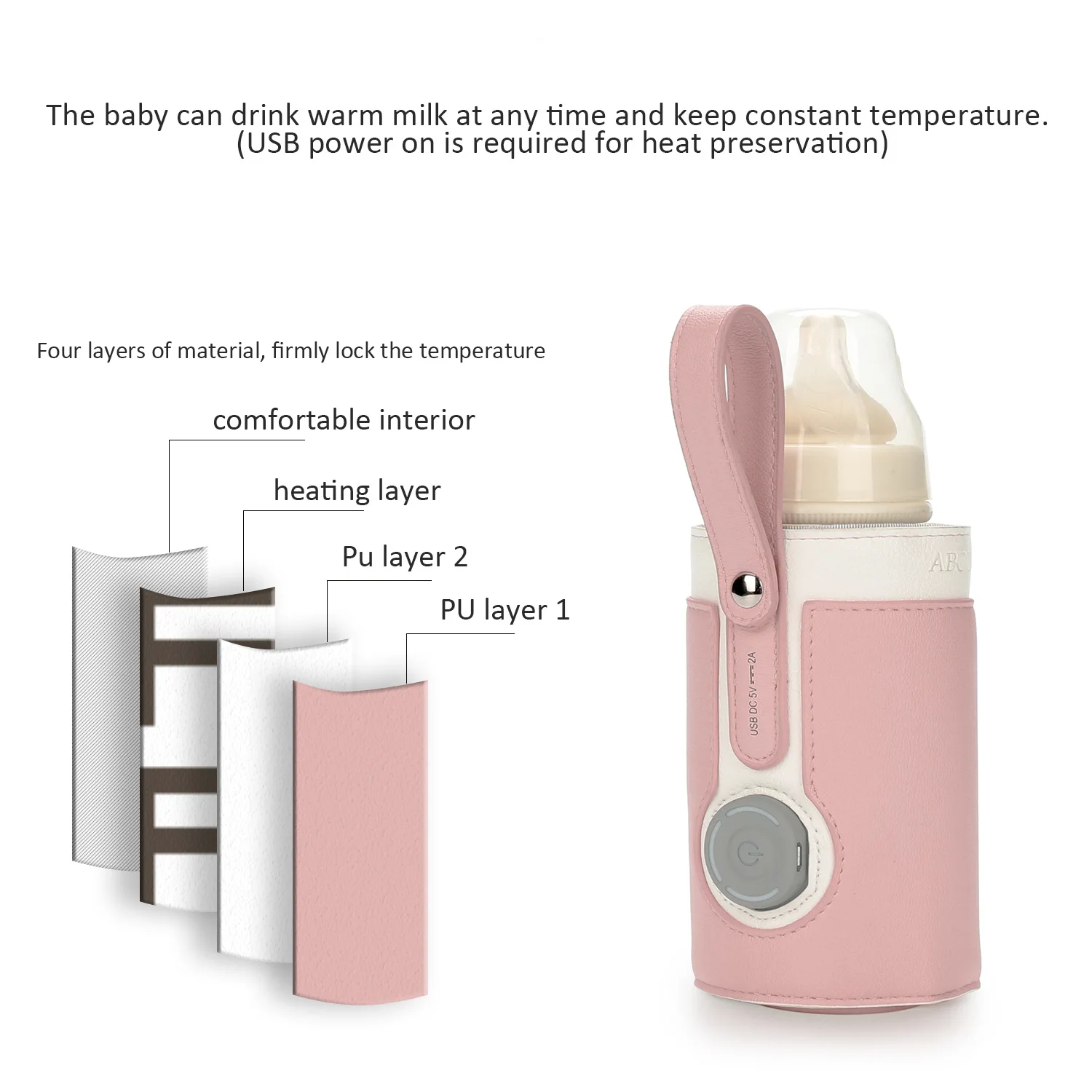 Portable Warm Sleeve Of Baby Bottle USB Baby Bottle Warmer Bottle Heater Keep Baby Milk or Water Warm