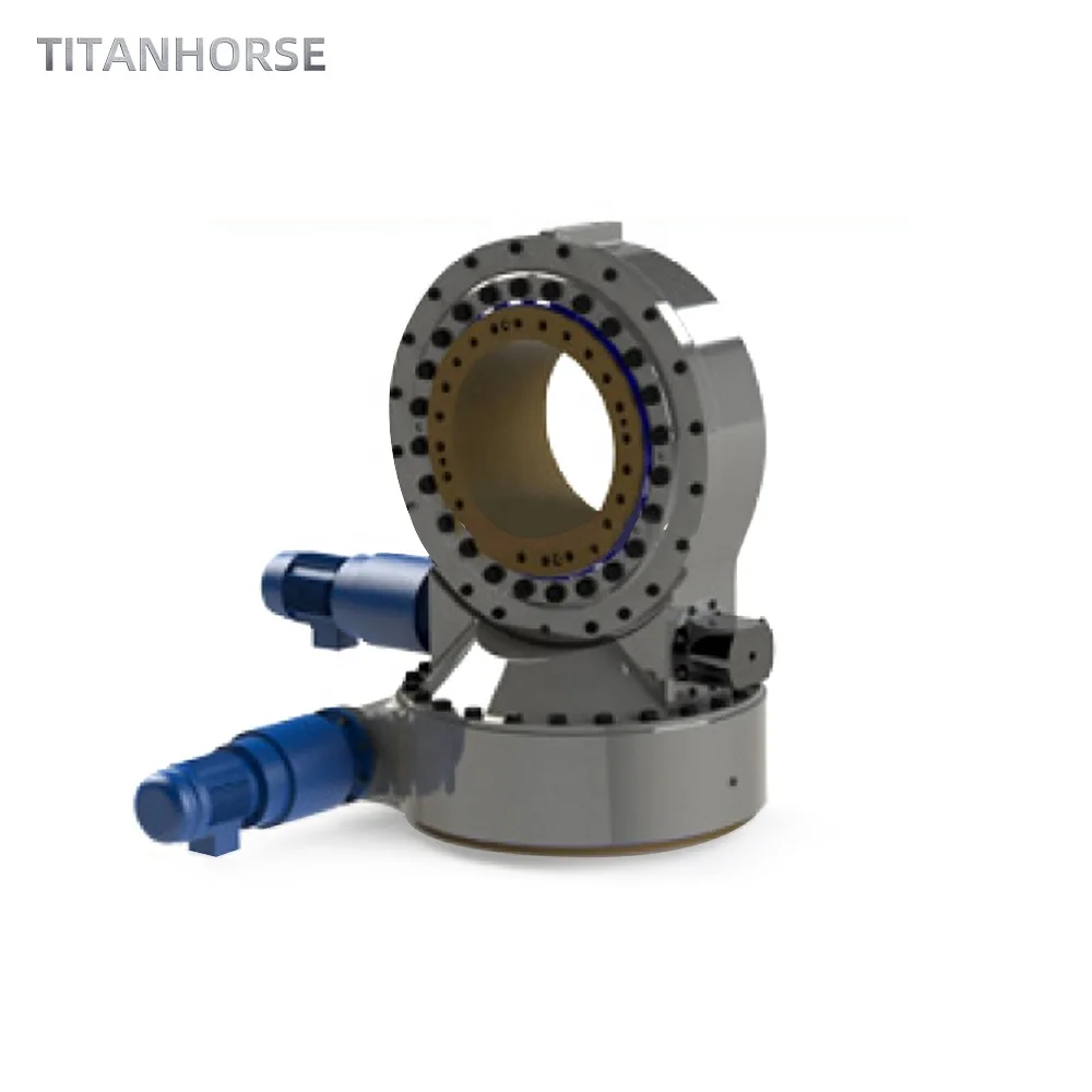Dual axis slewing drive for relative rotating parts of solar tracking systems