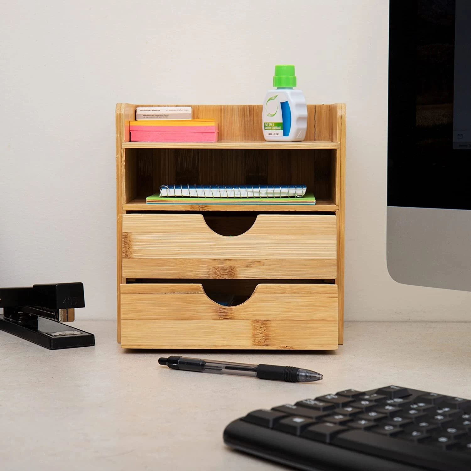 Addreen Wholesale 4-Tier Collection Storage Drawers Bamboo Office Desktop Organize