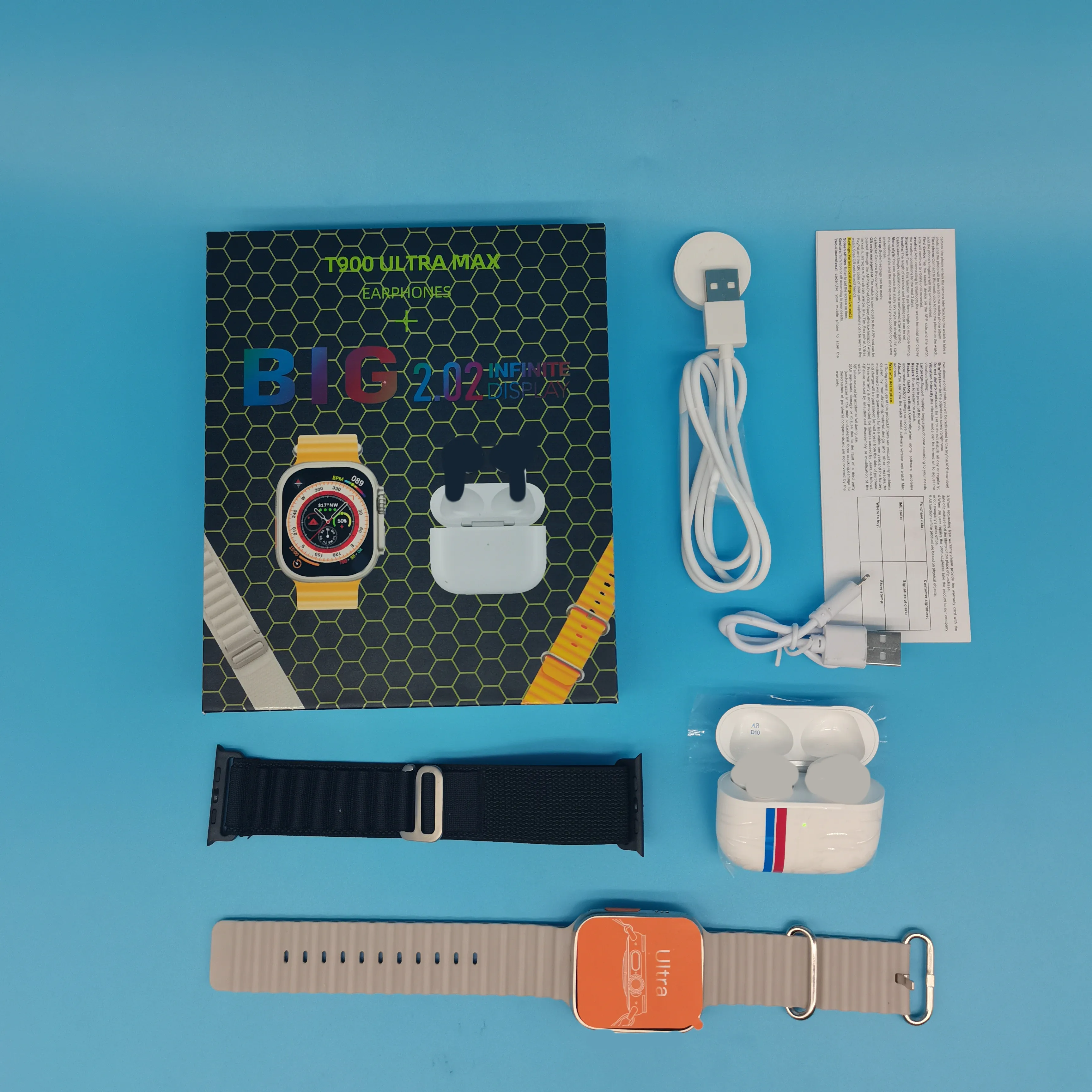 T900 Ultra Max fashion smart watch with earphonE 2in1 Touch screen Fitness tracker Sport Heart rate appl smart watch