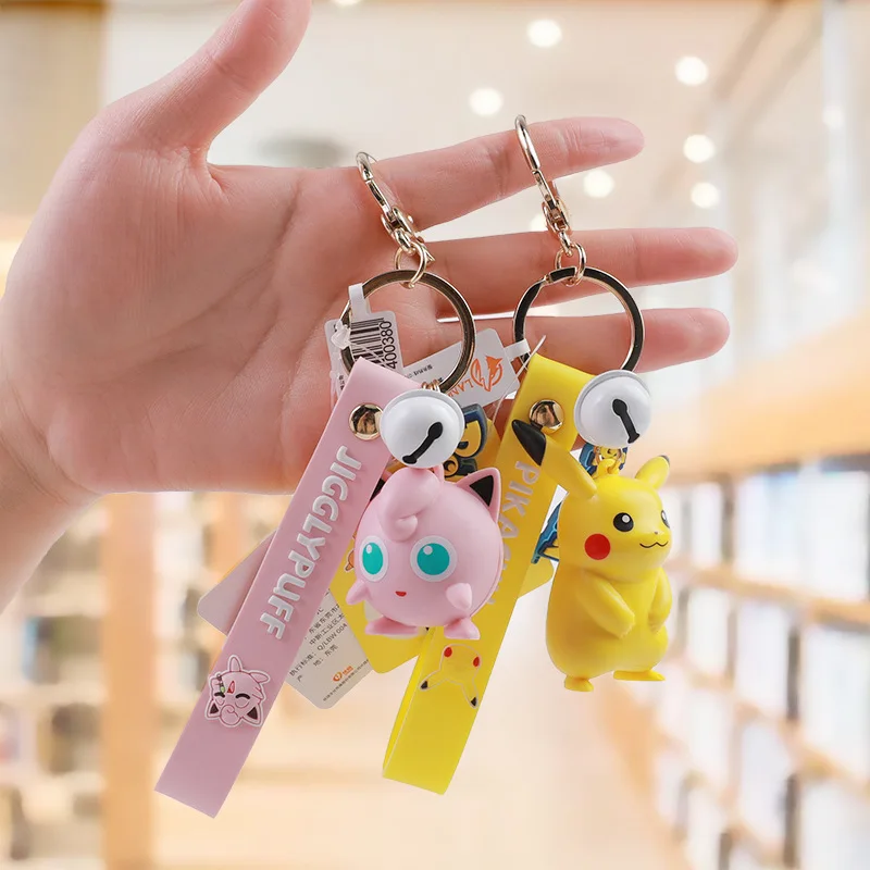 6 цветов высококачественный 3D мини-фигурка Пикачу Пика Псайдак Jigglypuff Charmander Pokeball монстр брелок с колокольчиком